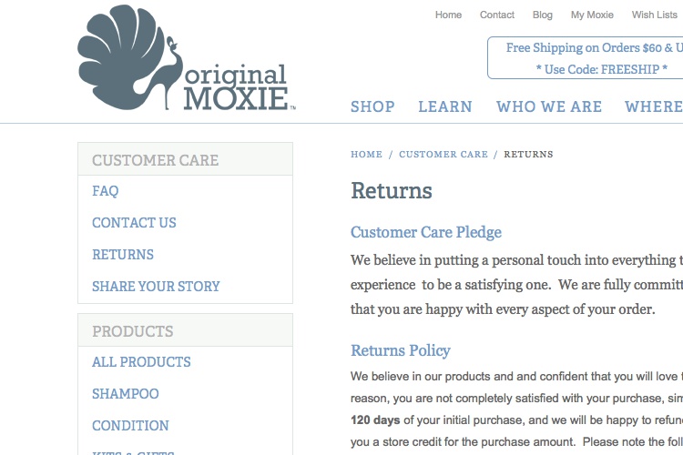 Screenshot of Original Moxie Returns